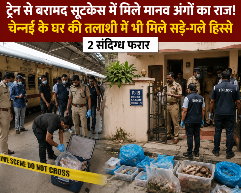 ट्रेन के सूटकेस में मिले मानव अंगों का चेन्नई कनेक्शन! घर की तलाशी में फिर मिले सड़े-गले हिस्से, 2 संदिग्ध फरार
